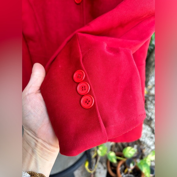 LUDIA Brand Red Button Down Blazer Vintage 80s 90s Suede Lined See Measurements - Picture 6 of 15